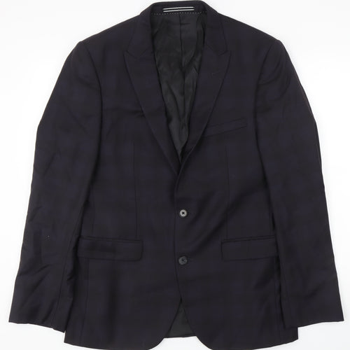 Simon Carter Men's Blue Plaid Slim Fit Blazer Size 40R