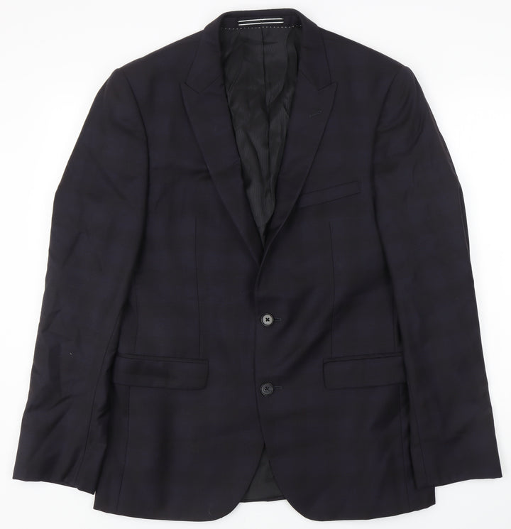 Simon Carter Men's Blue Plaid Slim Fit Blazer Size 40R