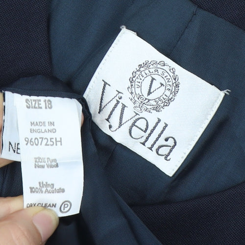 Viyella Women's Black Wool Blazer Size 18 Formal