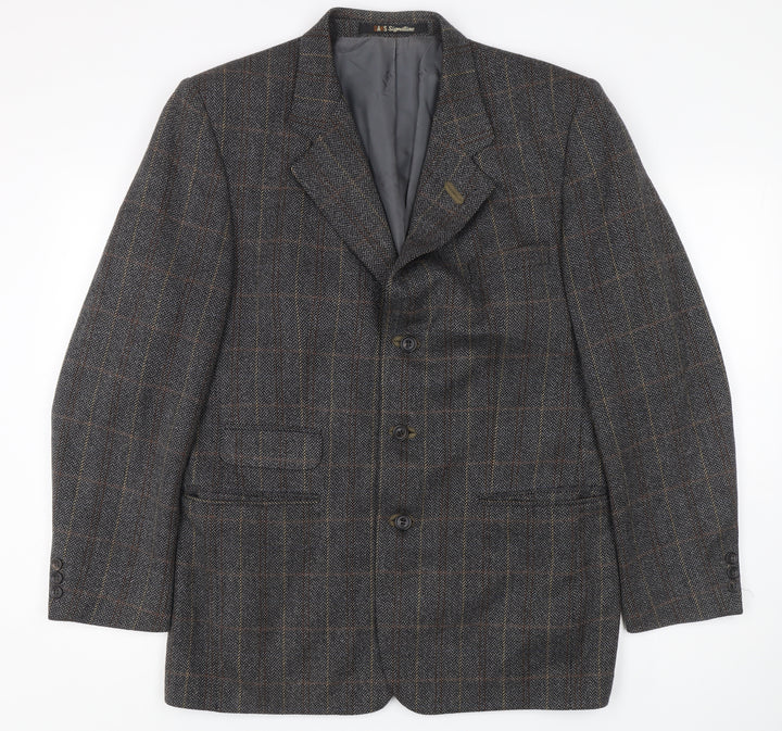 DAKS Men's Grey Check Blazer Jacket Size 50