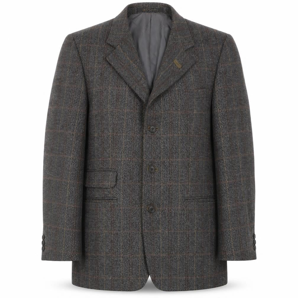 Front view of DAKS Men's Grey Check Blazer Jacket, size 50
