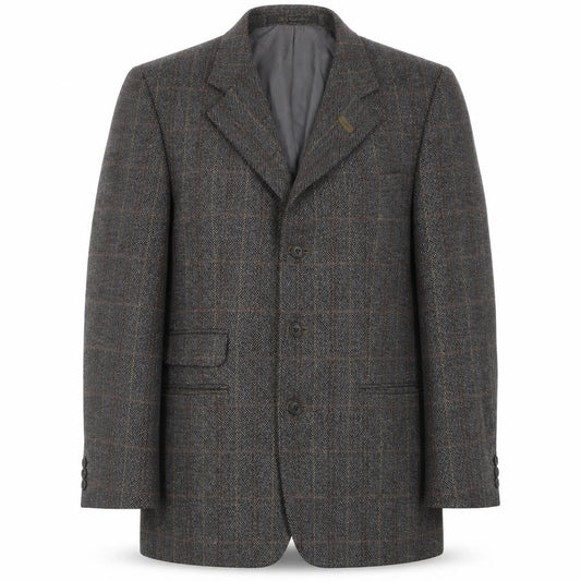 Front view of DAKS Men's Grey Check Blazer Jacket, size 50