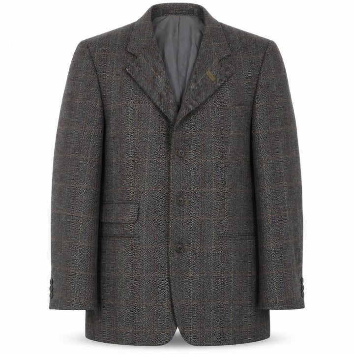 Front view of DAKS Men's Grey Check Blazer Jacket, size 50