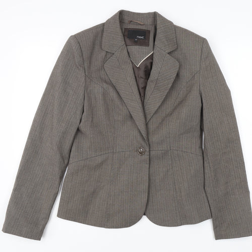 Next Women's Brown Pinstripe Suit Jacket Size 14