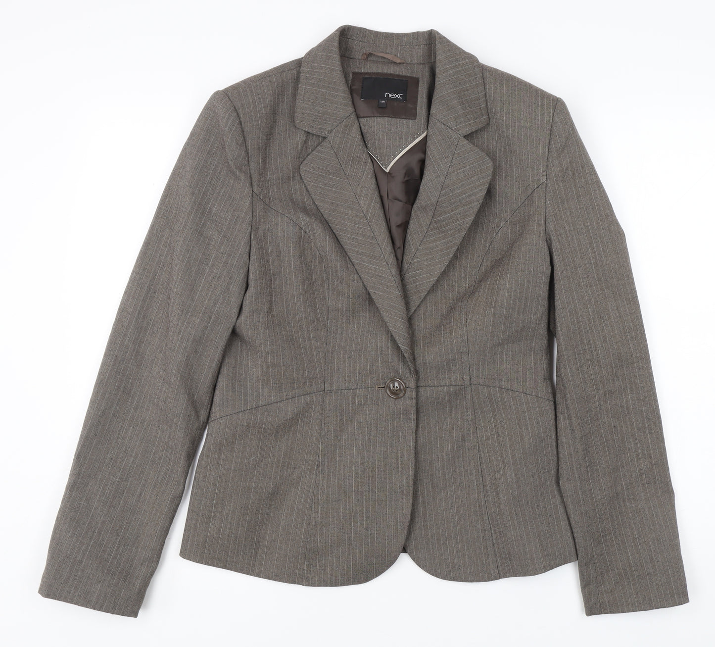 Next Women's Brown Pinstripe Suit Jacket Size 14