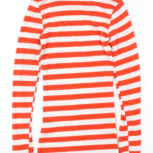 VILA Women's Orange Striped T-Shirt XS