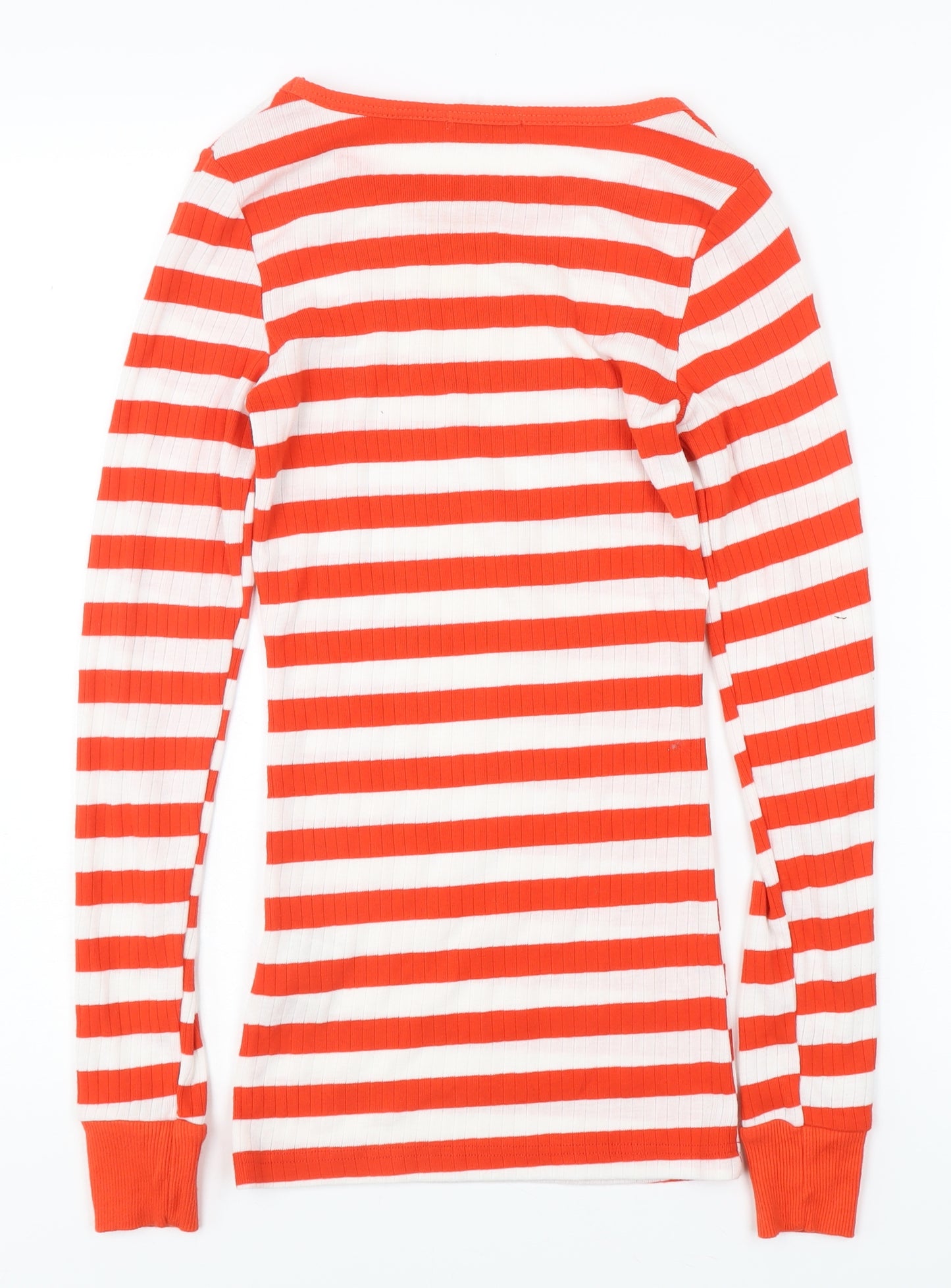 VILA Women's Orange Striped T-Shirt XS