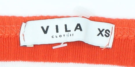 VILA Women's Orange Striped T-Shirt XS