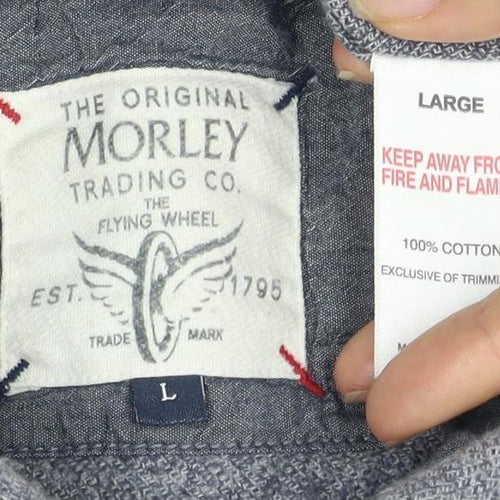 Morley Men's Grey Cotton Long Sleeve Shirt - Size L