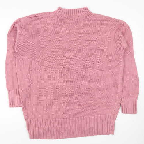 Next Women Pink Mock Neck Pullover Jumper Size 14