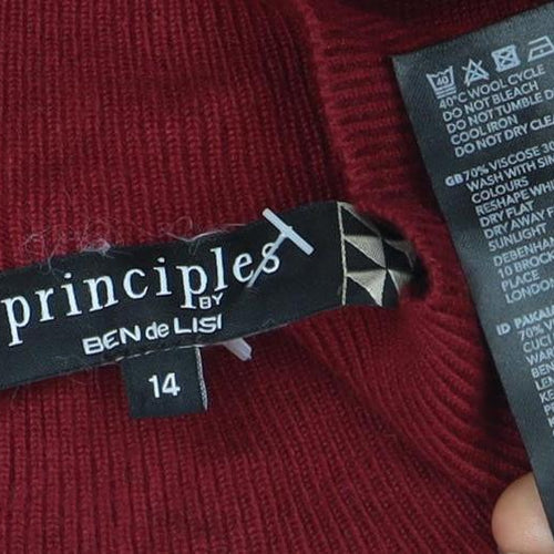 Principes Women's Red Mock Neck Pullover Jumper Size 14