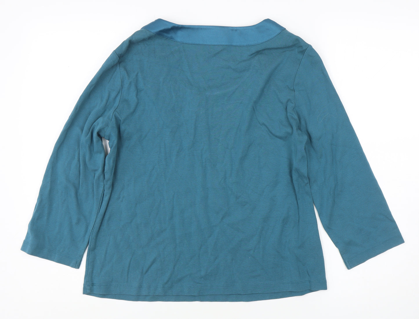 Blue Women's 3/4 Sleeve Scoop Neck Beaded Blouse