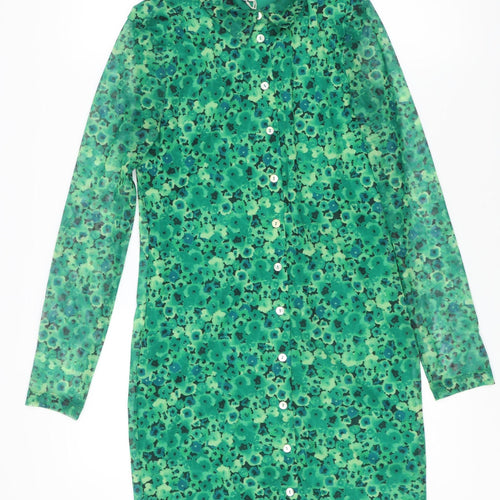 ONLY Women's Green Floral Shirt Dress - Size S