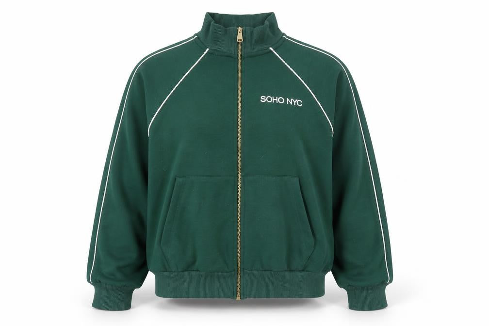 Front view of River Island XS Green Full Zip Women's Sweatshirt