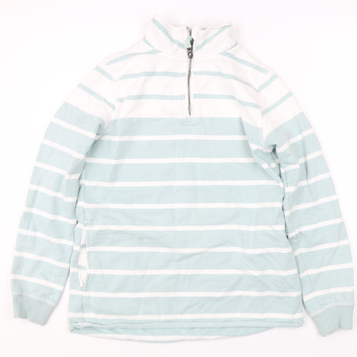 WoolOvers Women's Blue Striped Full Zip Sweatshirt S