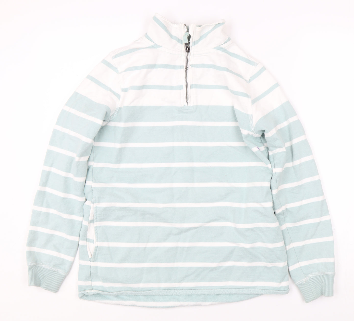 WoolOvers Women's Blue Striped Full Zip Sweatshirt S