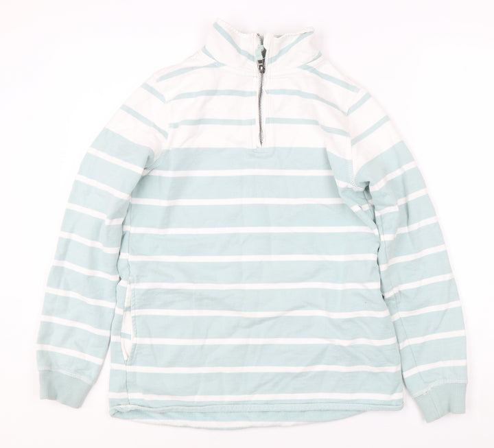 WoolOvers Women's Blue Striped Full Zip Sweatshirt S