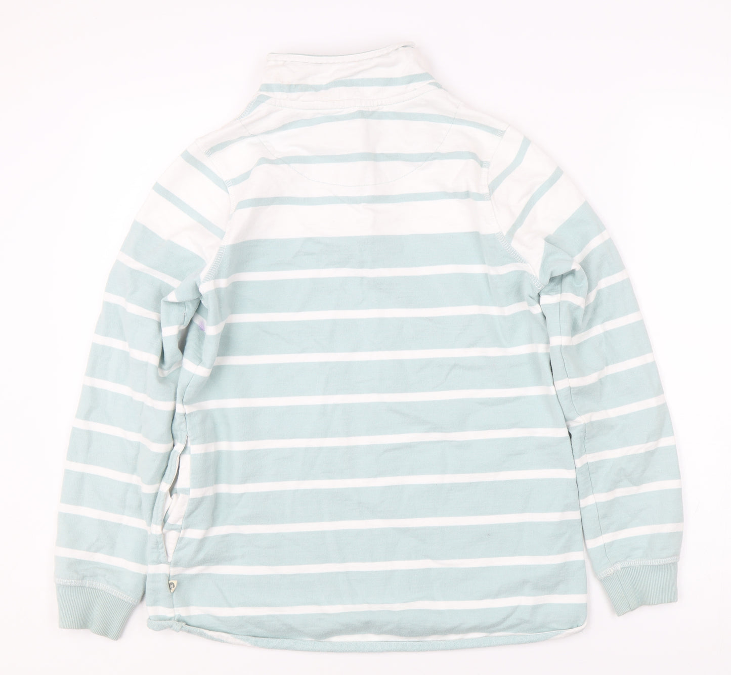 WoolOvers Women's Blue Striped Full Zip Sweatshirt S