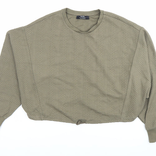 Bershka Women's Green XS Pullover Sweatshirt