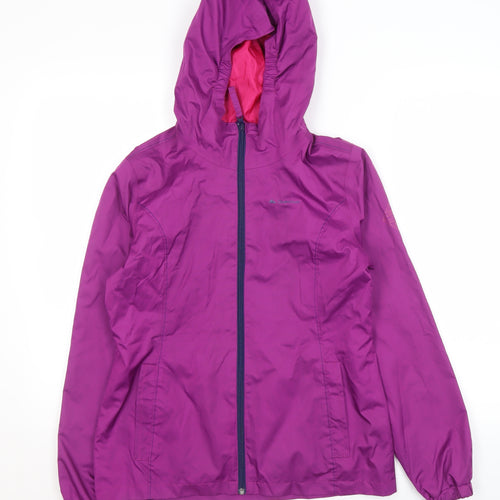 Decathlon Girls Purple Rain Coat, 14 Years, Hooded Zip