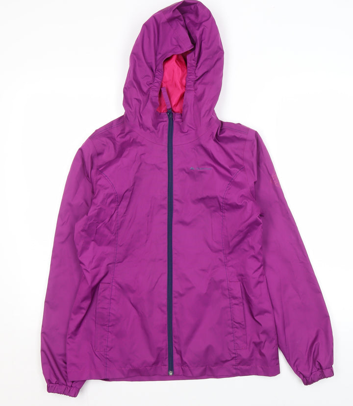 Decathlon Girls Purple Rain Coat, 14 Years, Hooded Zip