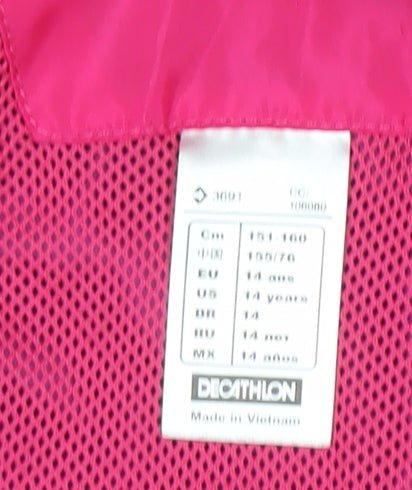 Decathlon Girls Purple Rain Coat, 14 Years, Hooded Zip