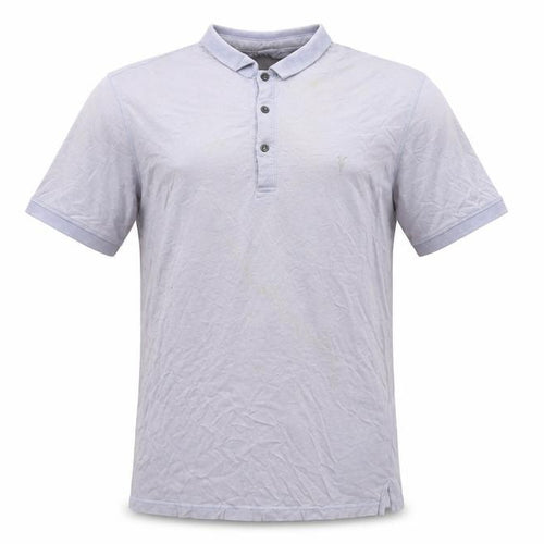 AllSaints Men's Grey Polo Shirt Size L Short Sleeve Cotton