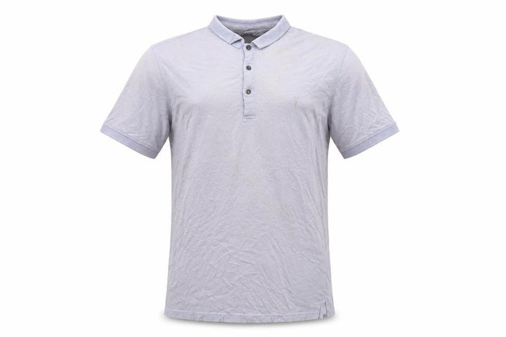 AllSaints Men's Grey Polo Shirt Size L Short Sleeve Cotton