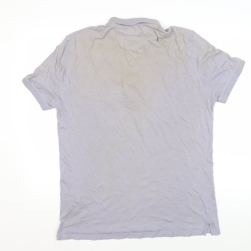 AllSaints Men's Grey Polo Shirt Size L Short Sleeve Cotton