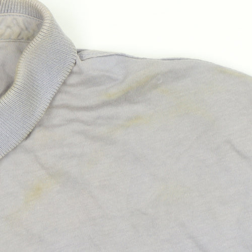 AllSaints Men's Grey Polo Shirt Size L Short Sleeve Cotton