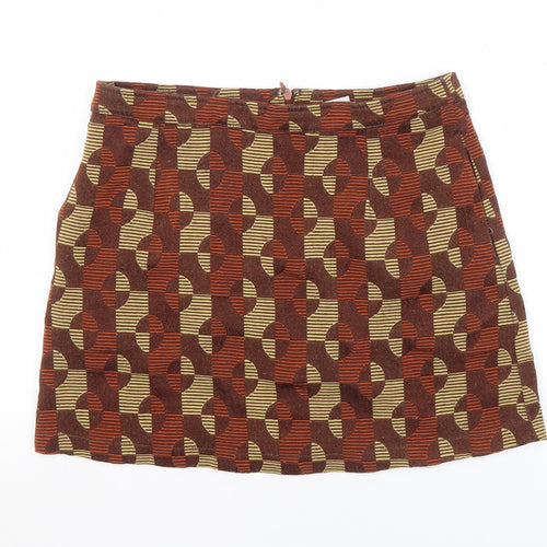 ilk + ERNIE Women's Brown Geometric Skirt L