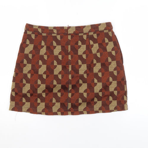 ilk + ERNIE Women's Brown Geometric Skirt L