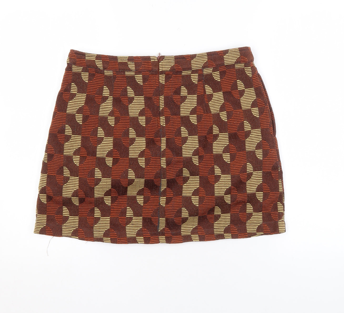 ilk + ERNIE Women's Brown Geometric Skirt L