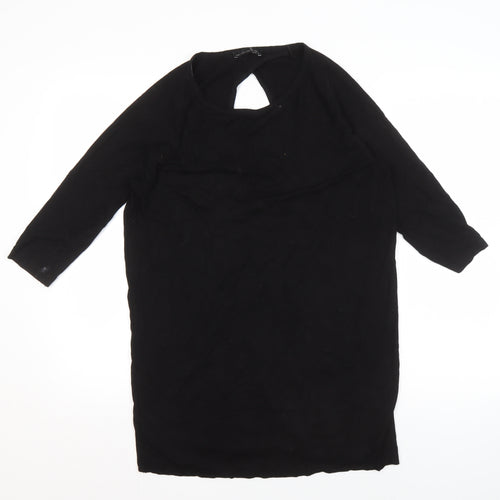 Zara Women's Black Viscose V-Neck Top