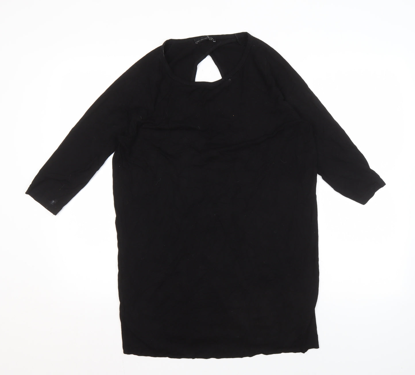 Zara Women's Black Viscose V-Neck Top