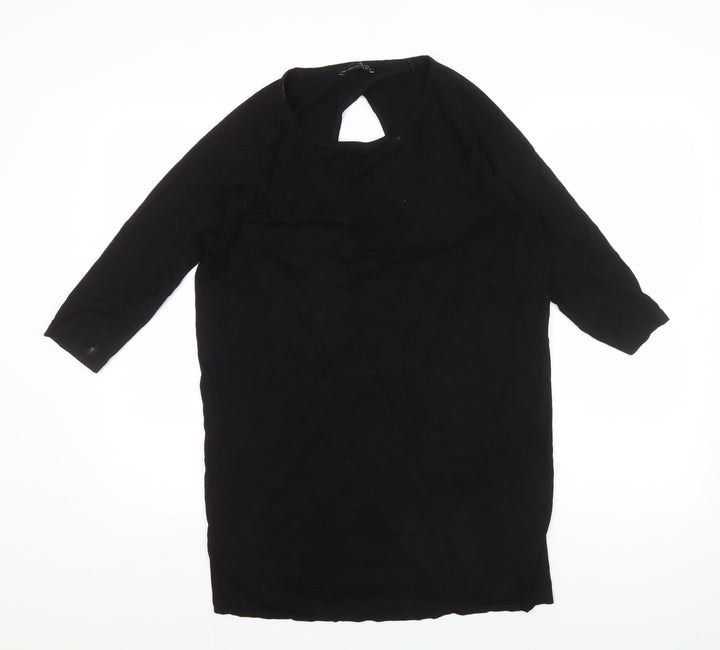 Zara Women's Black Viscose V-Neck Top