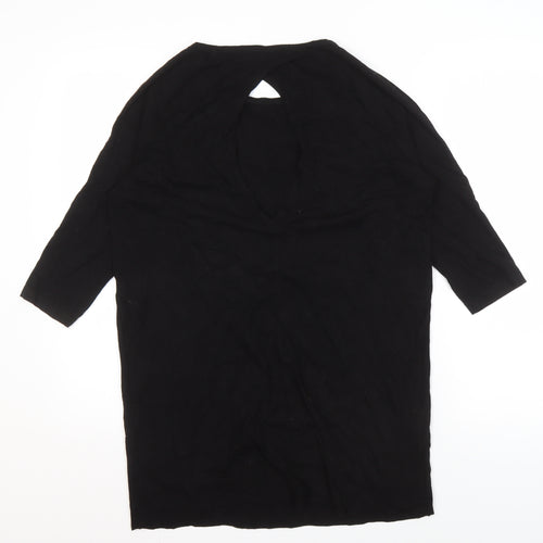 Zara Women's Black Viscose V-Neck Top