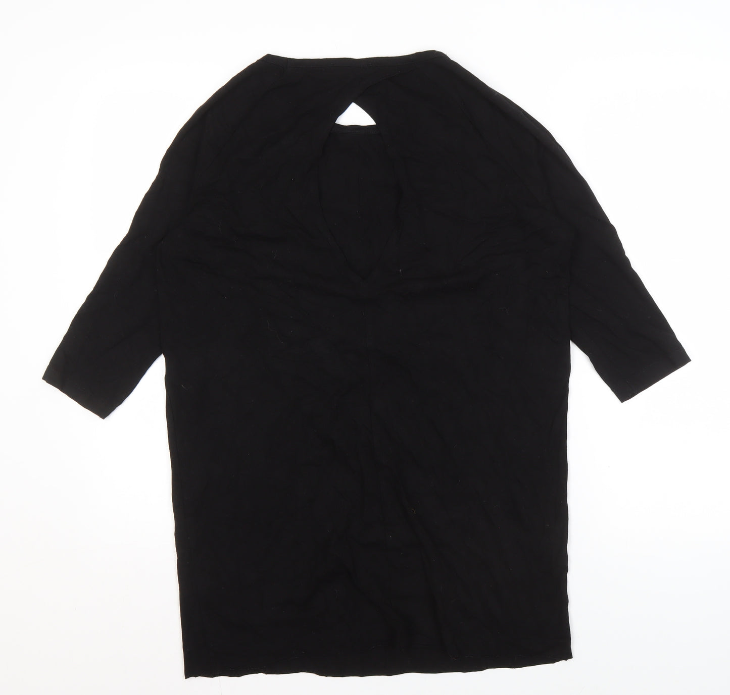 Zara Women's Black Viscose V-Neck Top