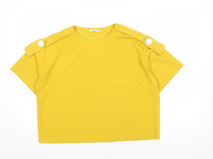 Zara Women's Yellow Short Sleeve T-Shirt Size 12