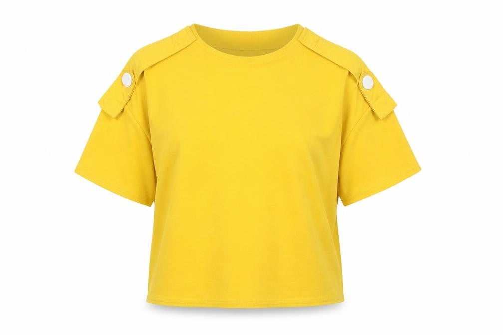 Front view of Zara Women's Yellow Short Sleeve T-Shirt, size 12