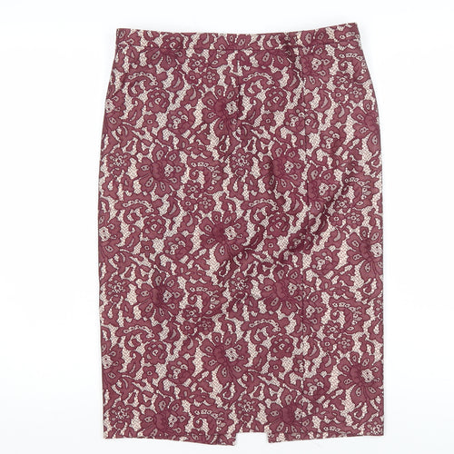 Next Women's Purple Floral Lace Pencil Skirt Size 10