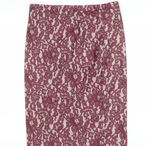 Next Women's Purple Floral Lace Pencil Skirt Size 10