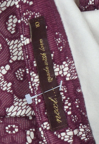 Next Women's Purple Floral Lace Pencil Skirt Size 10