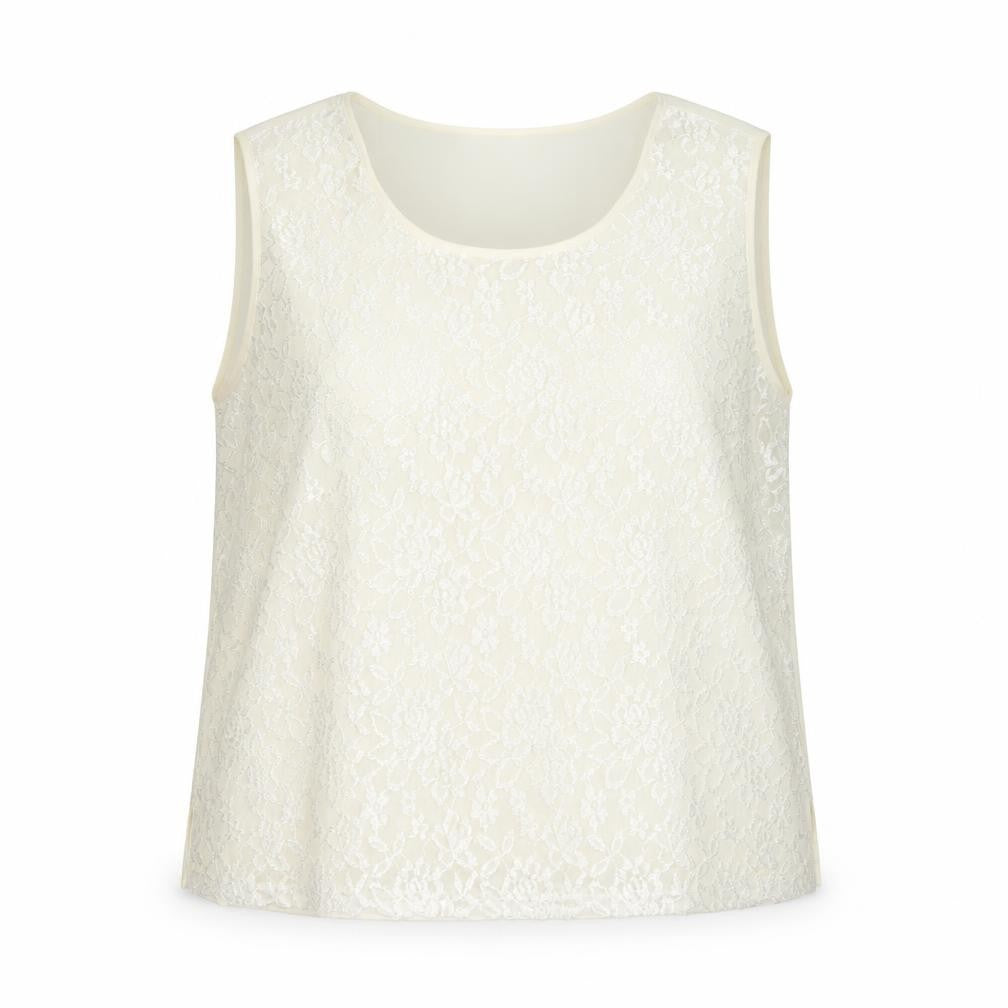 Front view of Kaleidoscope Women's Ivory Lace Tank Top