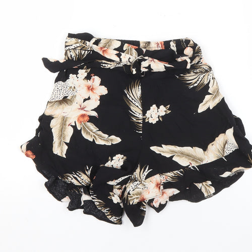River Island Women Black Floral Petite Culotte Shorts