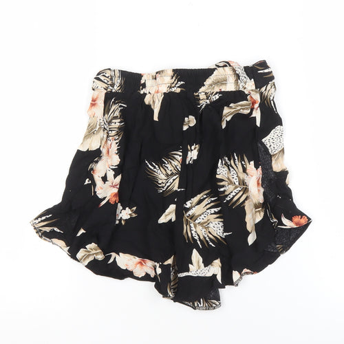 River Island Women Black Floral Petite Culotte Shorts