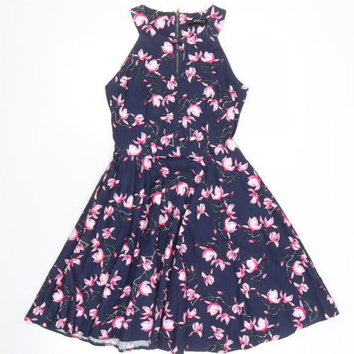 Quiz Women's Blue Floral Fit & Flare Dress, Size 8