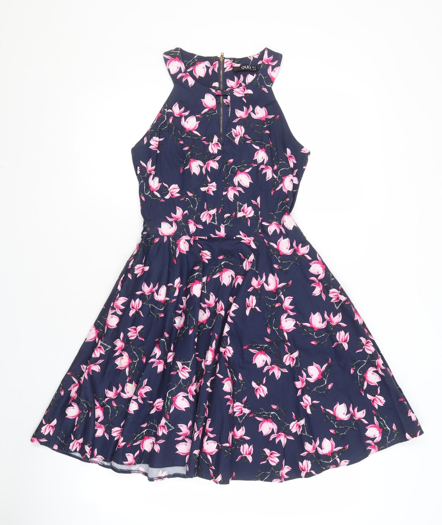 Quiz Women's Blue Floral Fit & Flare Dress, Size 8