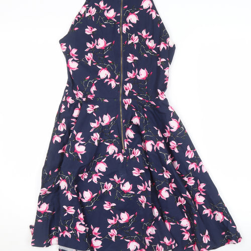 Quiz Women's Blue Floral Fit & Flare Dress, Size 8