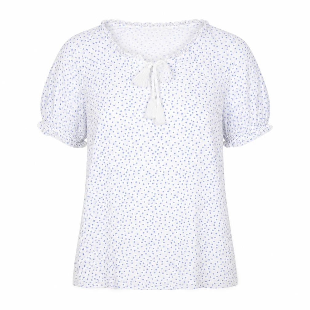 Front view of Marks & Spencer Women's White Polka Dot Blouse, size 14